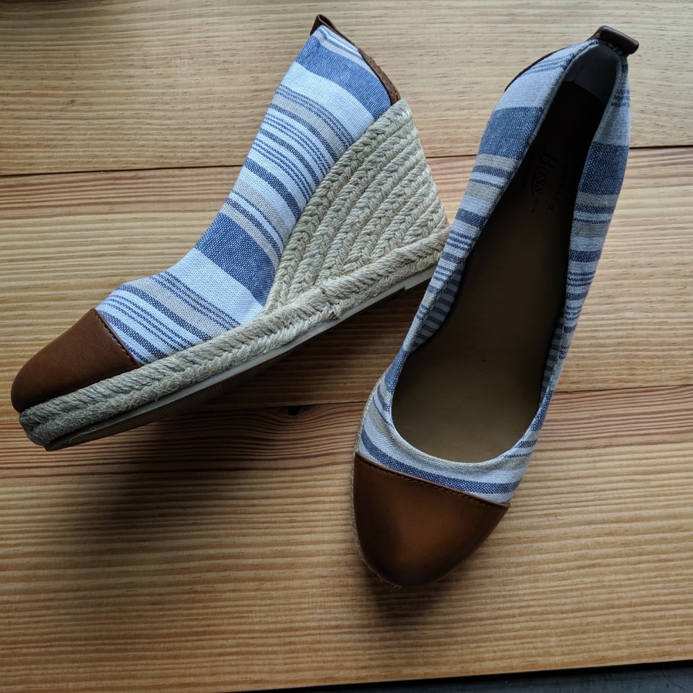 New! Seaside rope Wedge Heel with Linen Stripe